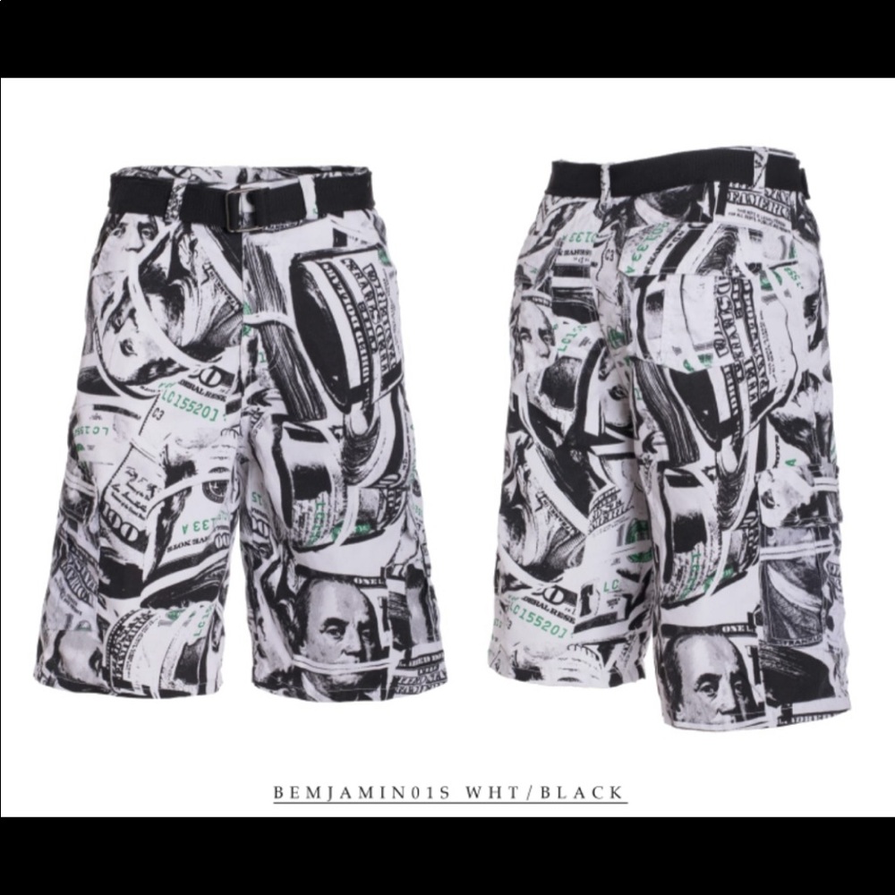 Men’s Money Dollar Bill Cargo Shorts